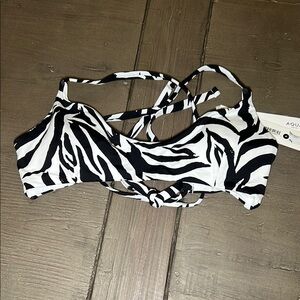 Aqua Zebra Print Bikini Top NWT